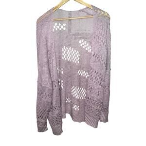 Purple Lavender Breathable Open Knit Cardigan Size XL